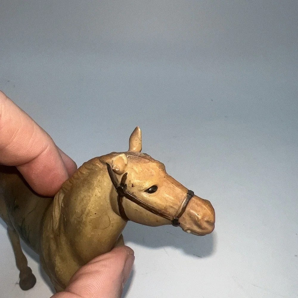 Vintage Hard Plastic Indian On Horse Toy Hong Kong Native‎ American Head Dress